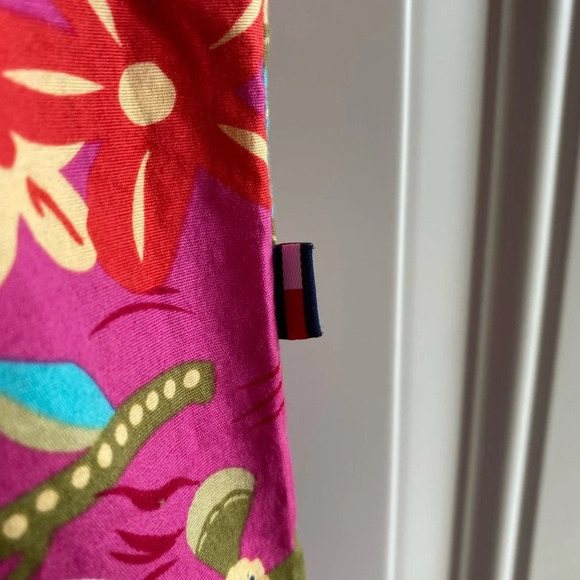 Tommy Hilfiger Hot Pink Floral Sheath Cotton Dress Sz 10 Spaghetti Strap Bright - Picture 3 of 8